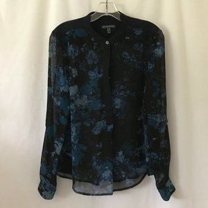 Adrianna Papell Black & Blue Floral Blouse